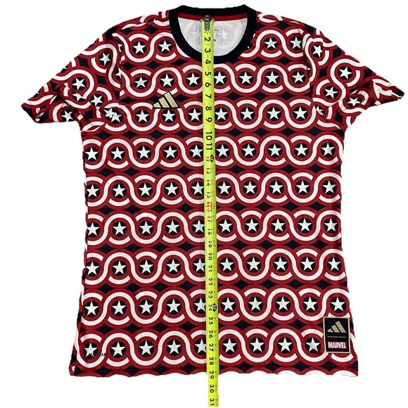 Adidas X Marvel Jersey Mens Large Captain America Prematch Soccer Avengers‎ - Picture 3 of 8